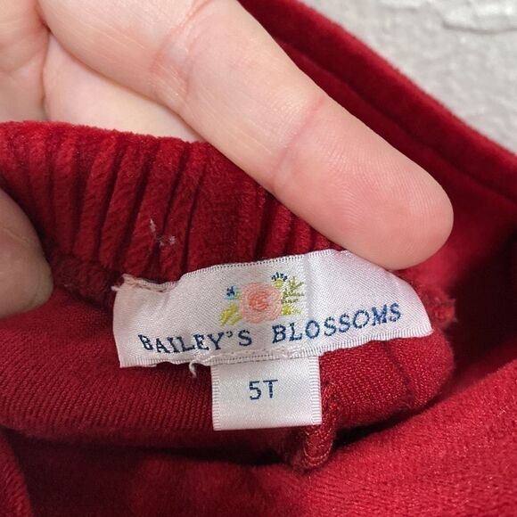 Bailey’s Blossom Red Velour Wide Flare Leg Jumpsuit Size 5T - Picture 5 of 6